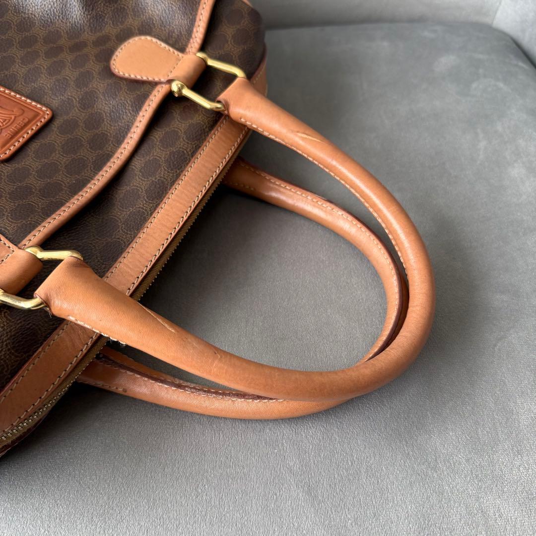 セリーヌ マカダム ハンドバッグ ミニボストンバッグ PVC レザー ブラウン