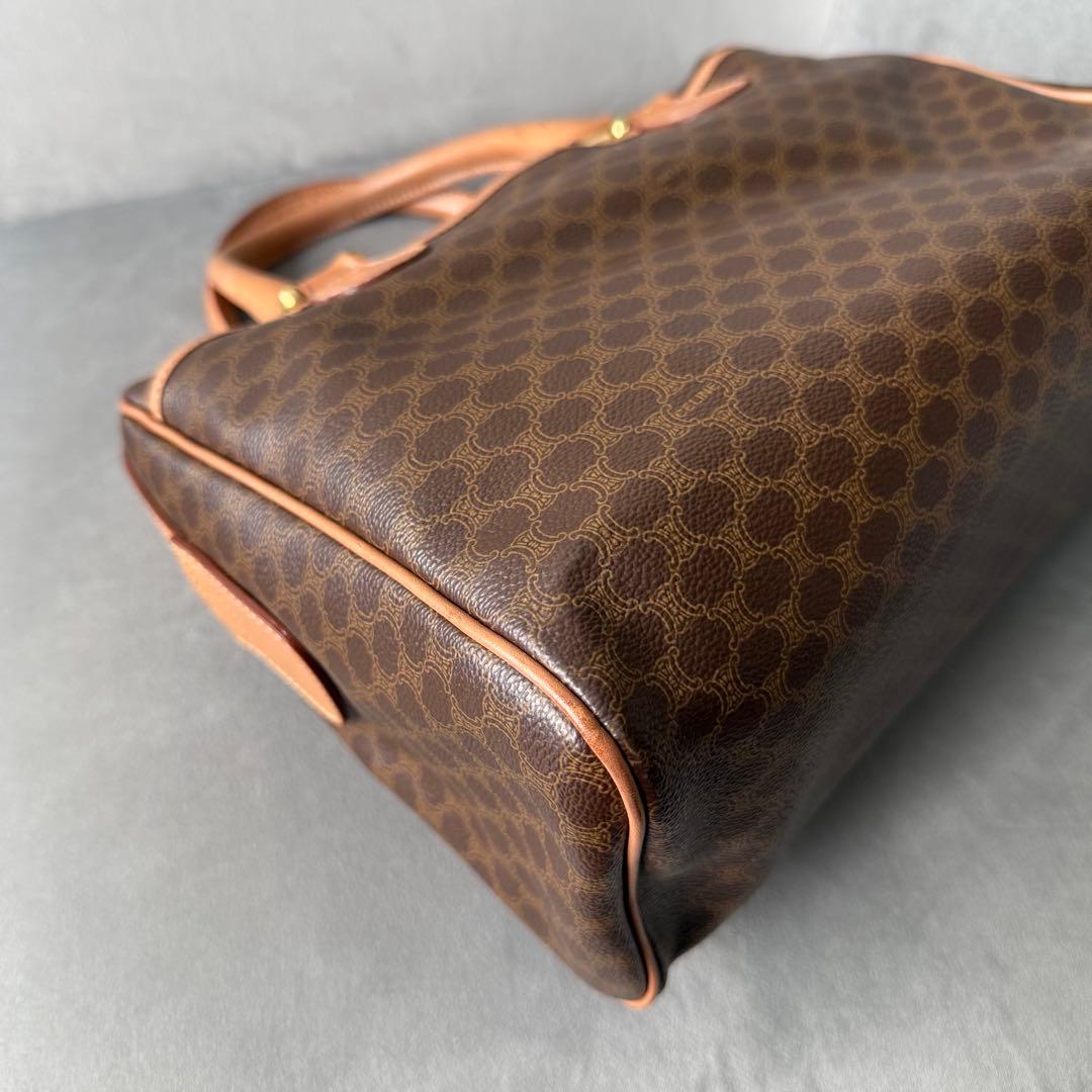 セリーヌ マカダム ハンドバッグ ミニボストンバッグ PVC レザー ブラウン