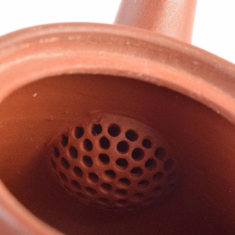 煎茶道具　俊峯作　紫砂　朱泥　鶴刻　急須　茶壷　C　9271