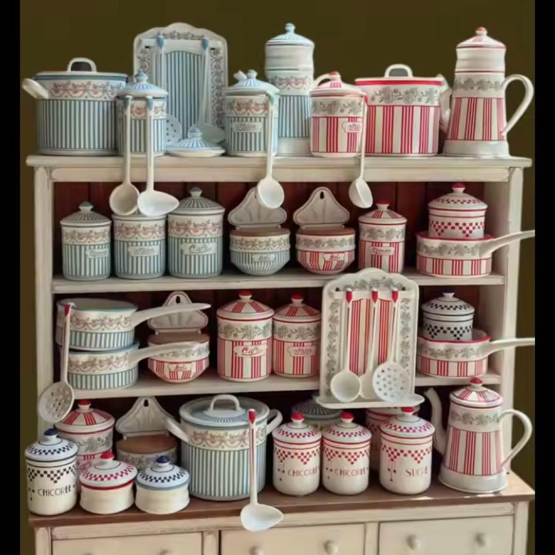 ミニチュア　キッチン雑貨　ブルーストライプ　西洋雑貨　ドールハウス 1/6