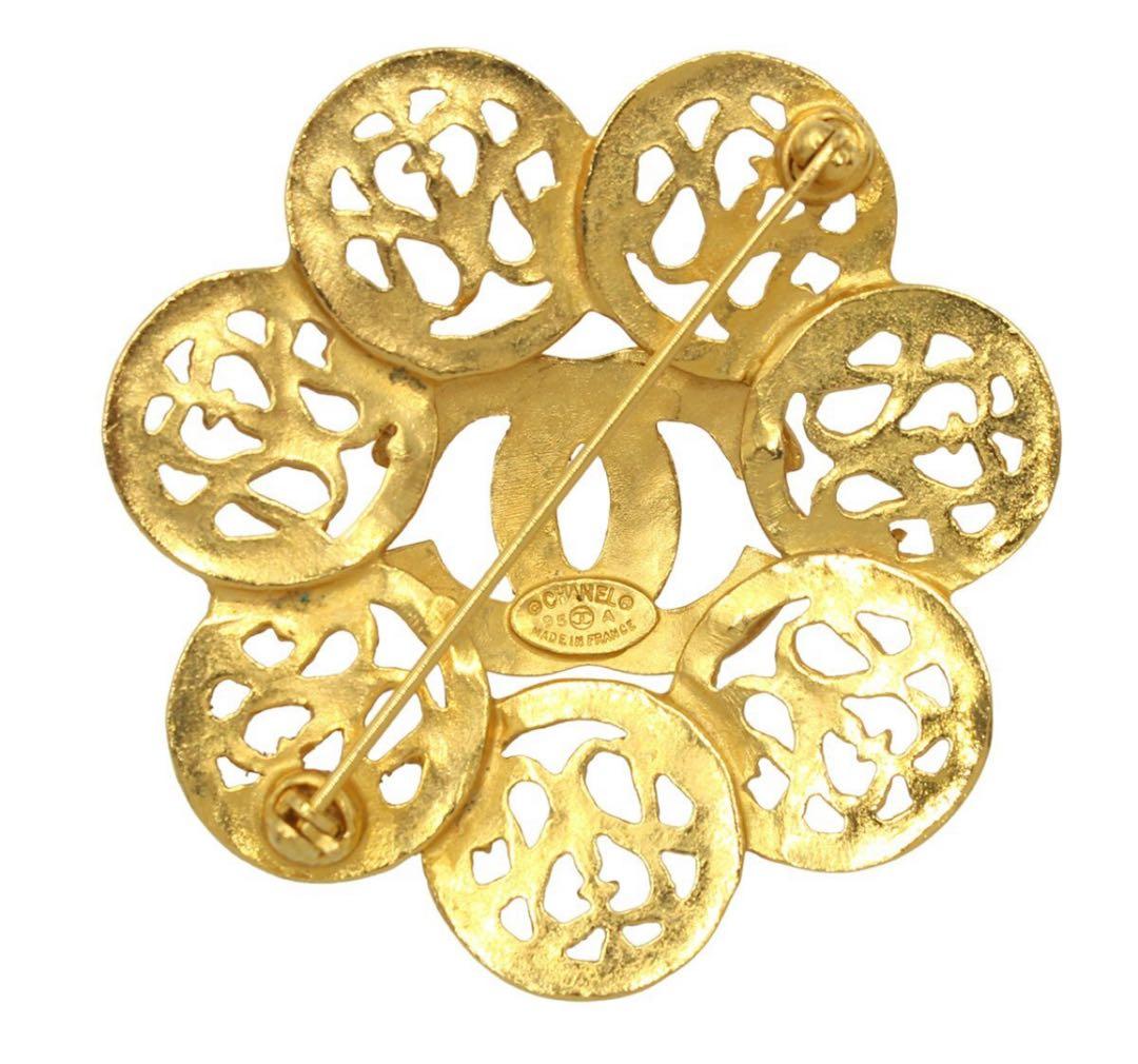 R2539 美品 シャネル ココマーク フラワーモチーフ ブローチ