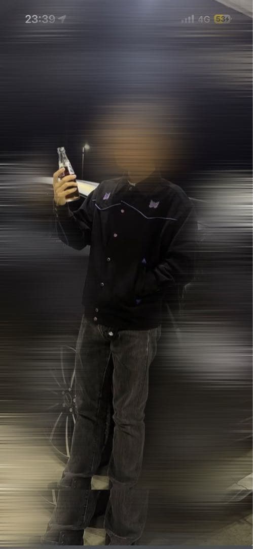 【超美品】Needles ニードルス ジャケット ブラックパープル刺繍 Mサイズ