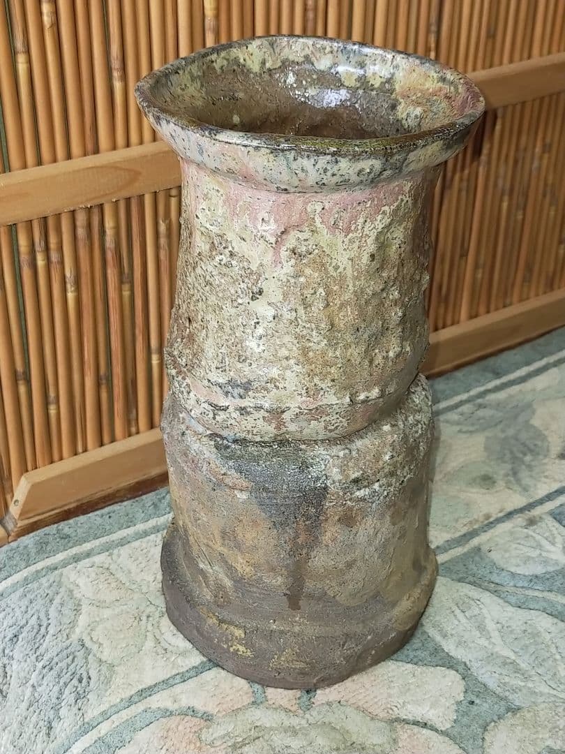 ♥長春 天山 　窯変灰被花入　銘【鶴寿】　花瓶　花器　花入れ