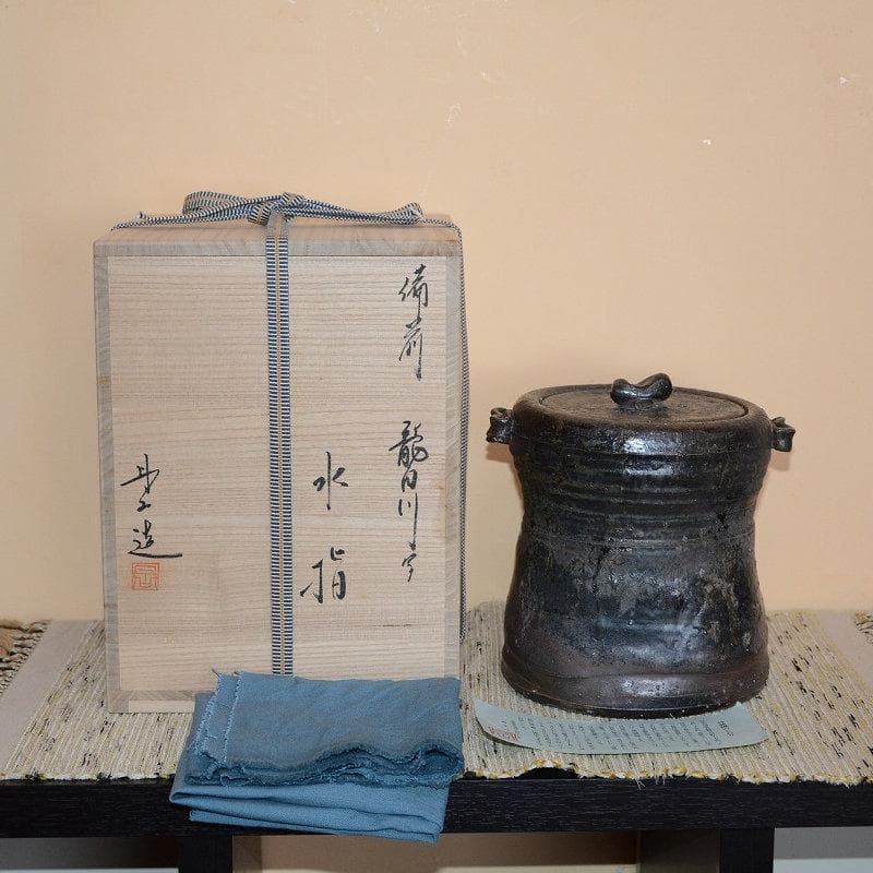 茶道具　丹波焼　水指　備前龍田川写水指　森本丹山　中古　送料込み