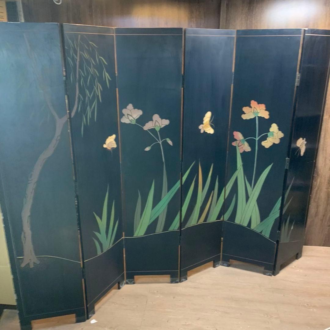 H923\" 金花屏風 衝立 間仕切り 6連 両面 2WAY