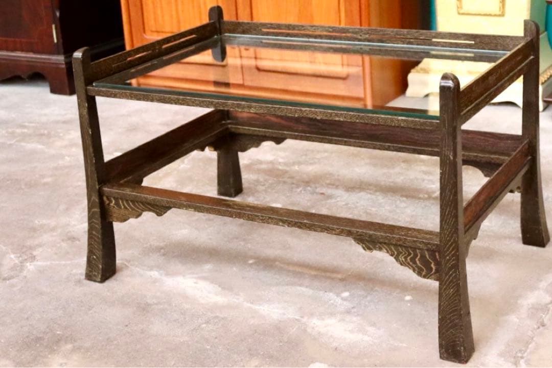 GMGS120○昭和レトロ ガラステーブル アンティーク ヴィンテージ 応接机