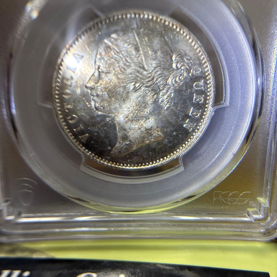 1840 ヴィクトリア　インドルピー銀貨　PCGS MS62