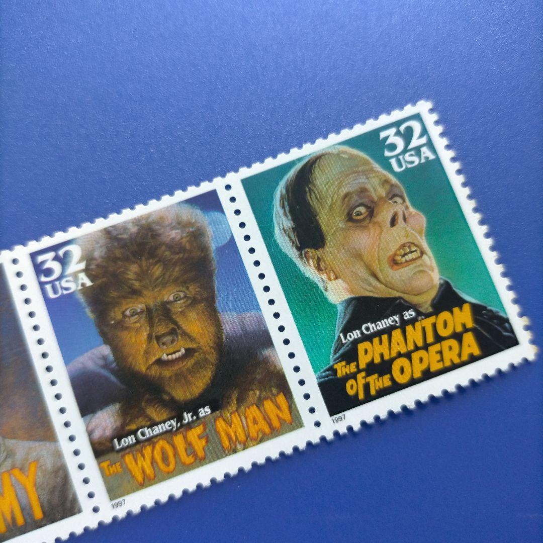 3623 外国切手 アメリカ 1997年 クラシック映画モンスター 妖怪 5連刷