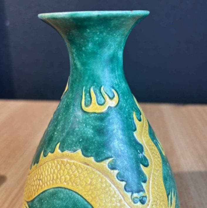 S8022　大清光緒年製　中国陶器　中国古美術　2彩　花瓶　花器