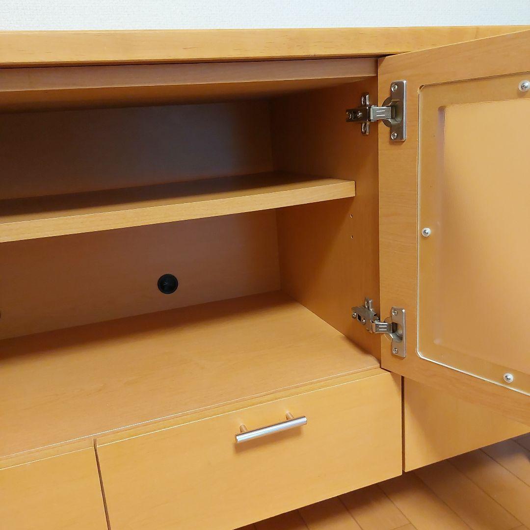 テレビ台　リビング収納棚　ナチュラル　ガラス扉付き