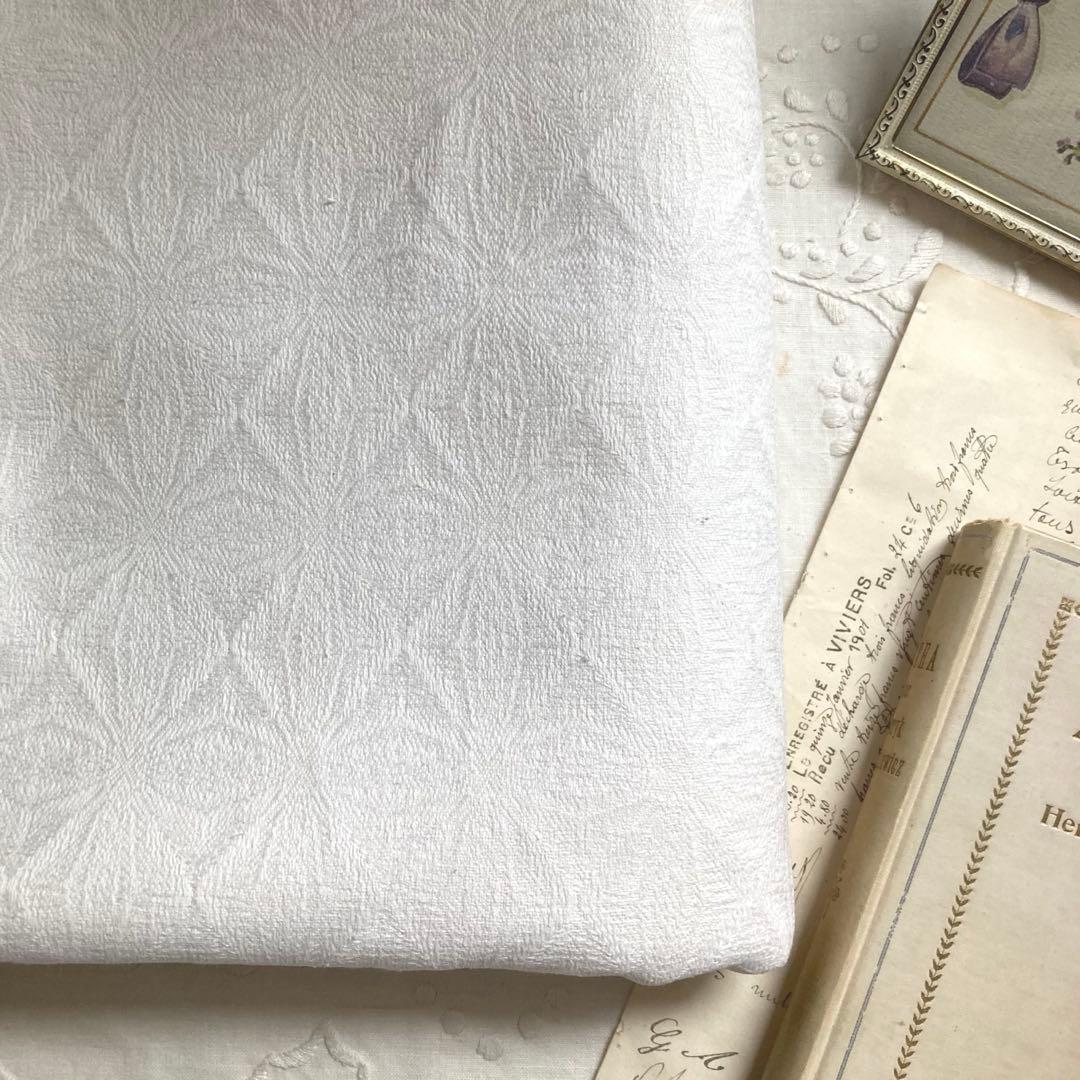 H北欧ヴィンテージ1950s伝統織りリネンのテーブルクロス（大サイズ