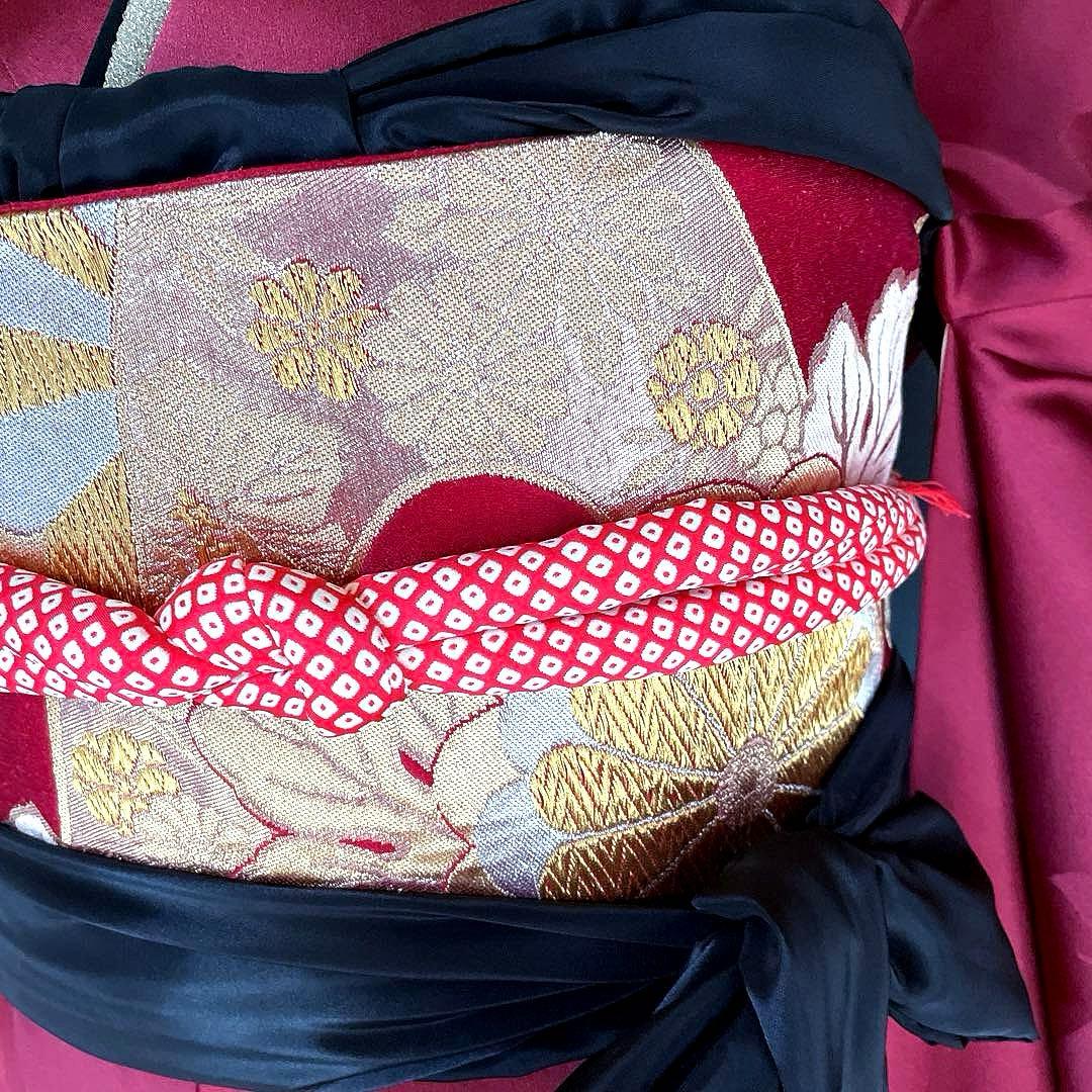 振袖フルセット　手染め無地　成人式振袖　振袖　裄丈68 ➕サイズ　赤系