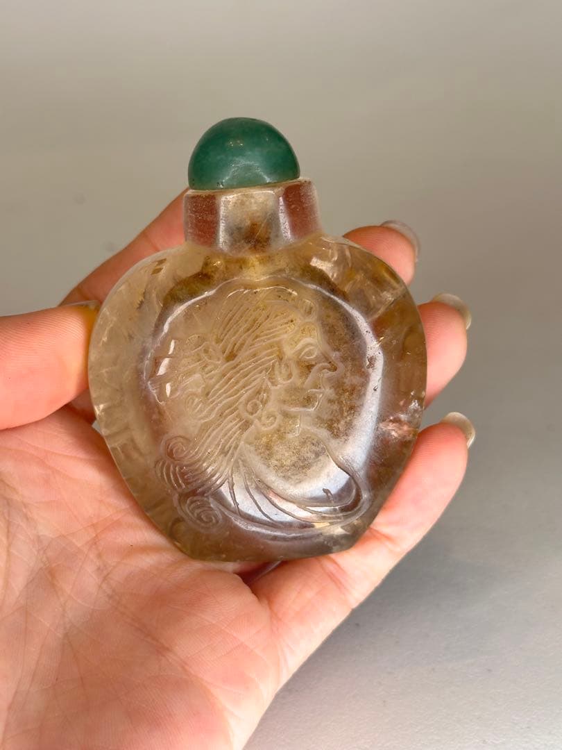 清末時代　天然水晶　鼻煙壺　中国古美術　時代物