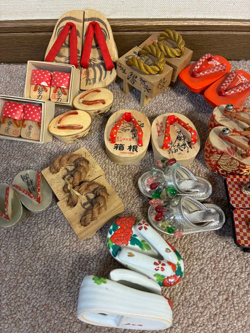 昭和　玩具　下駄　ミニチュア　木工　有田焼