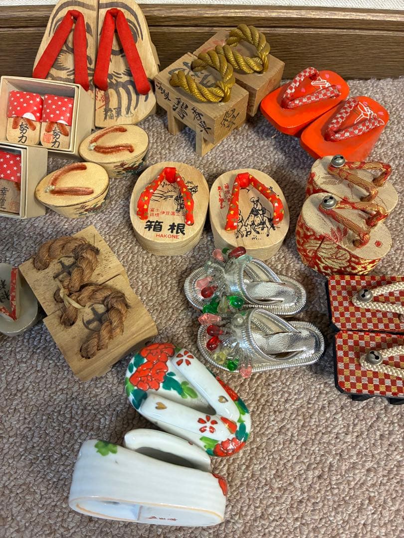 昭和　玩具　下駄　ミニチュア　木工　有田焼