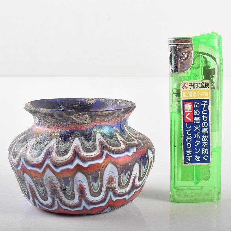 アンティーク　古代　ベネチアンガラス　ローマン硝子　古壷　V　R7612