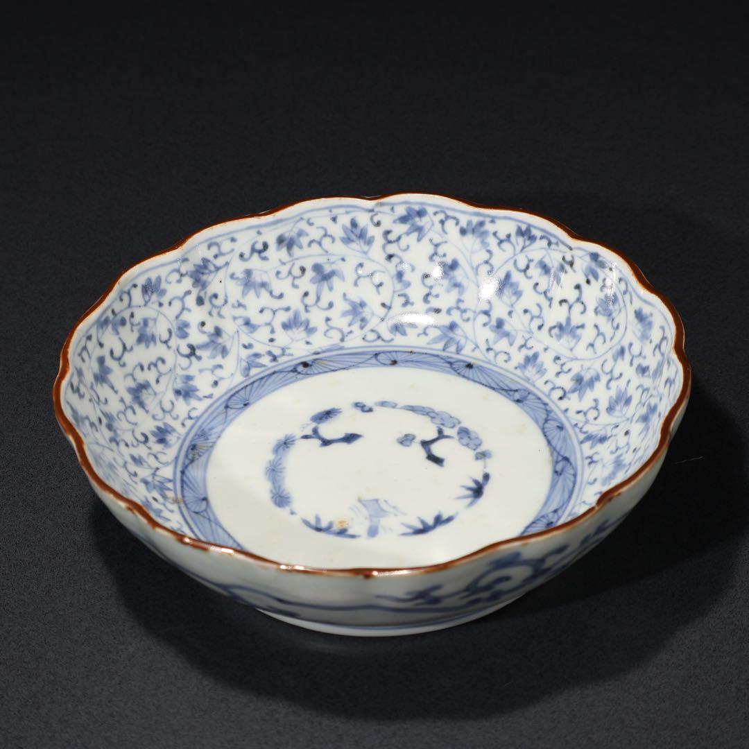 伊万里染付　微塵唐草図なます皿　骨董　古伊万里　R1474B2