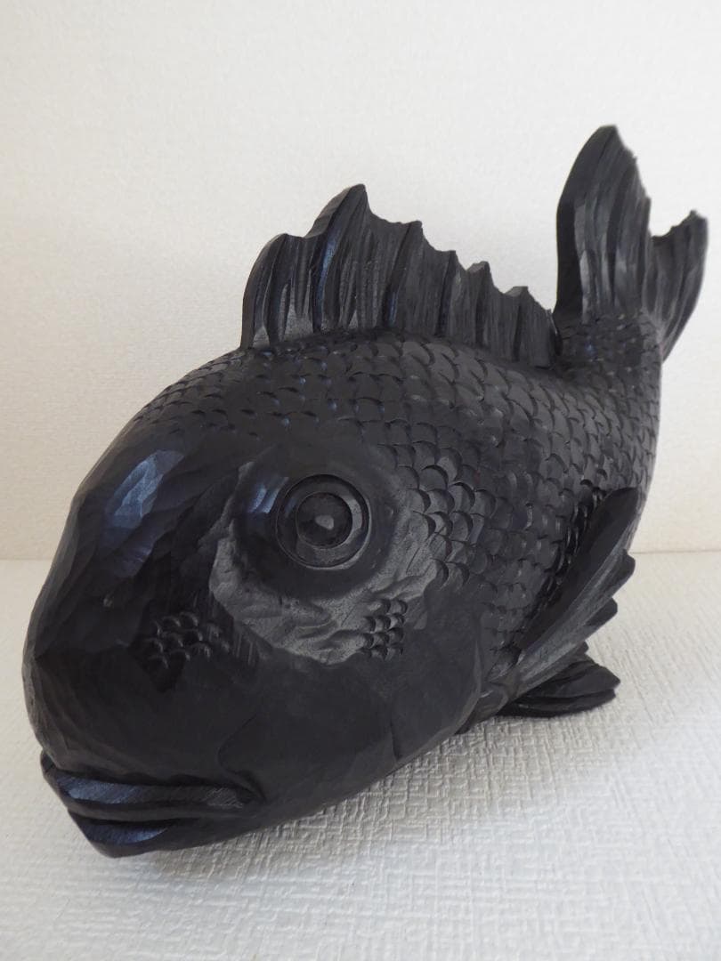 木彫り/一刀彫り/手彫り『魚』サカナ/さかな/木製/彫刻/置物/飾り/グッズ/A