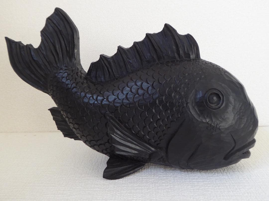 木彫り/一刀彫り/手彫り『魚』サカナ/さかな/木製/彫刻/置物/飾り/グッズ/A