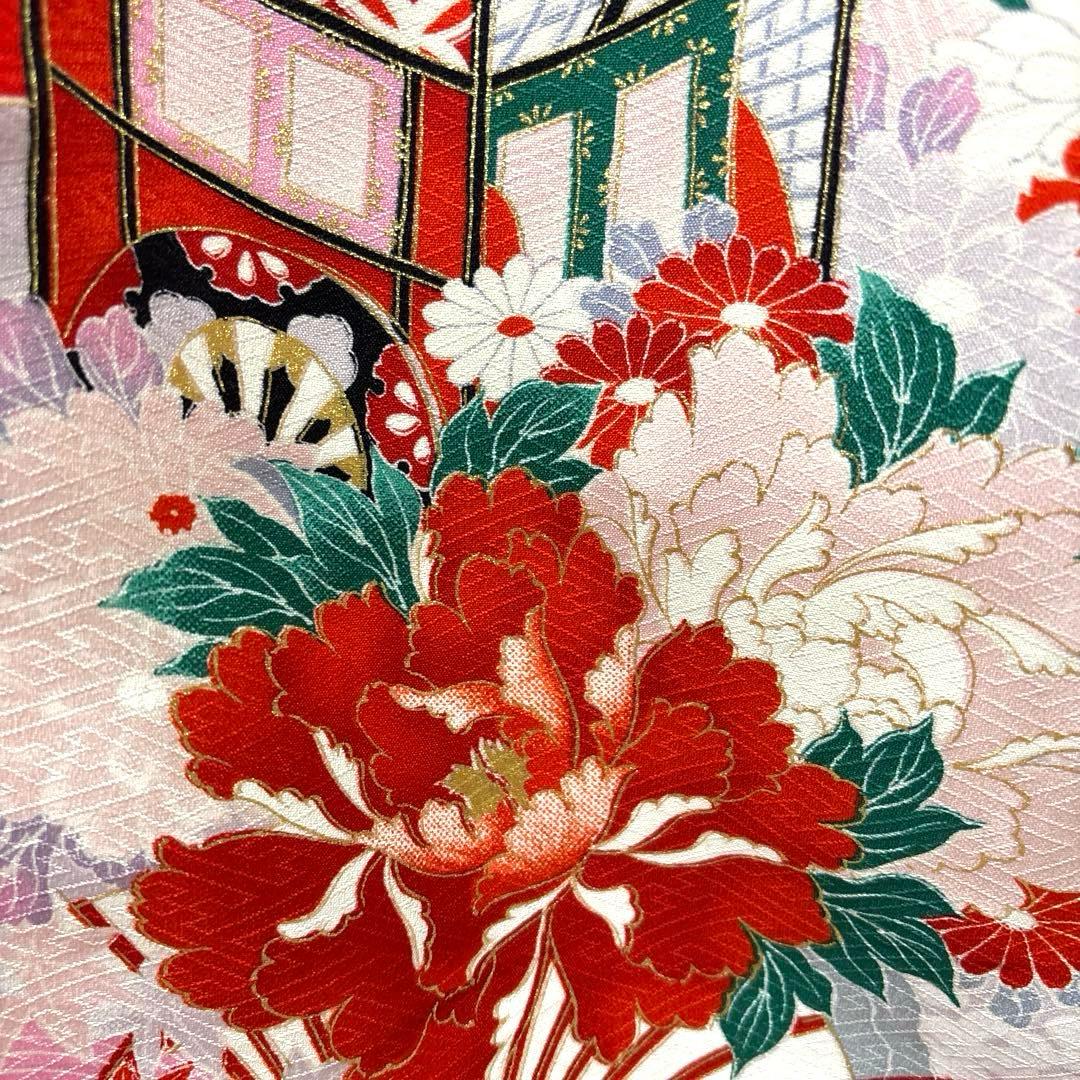 七五三　着物セット　7歳　正絹　古典柄　赤色