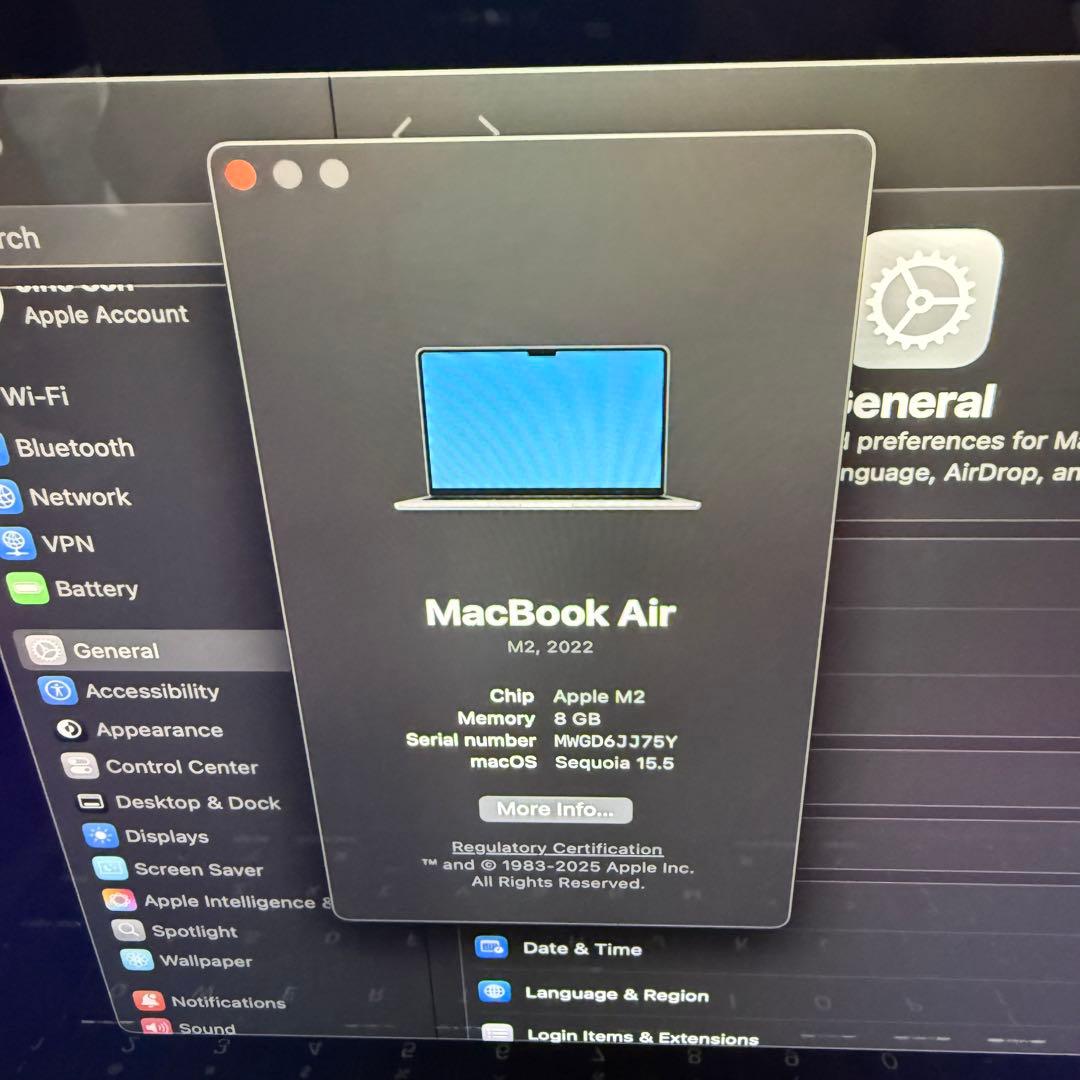 美品MacBook Air m2 8GB SSD256GB USキーボード
