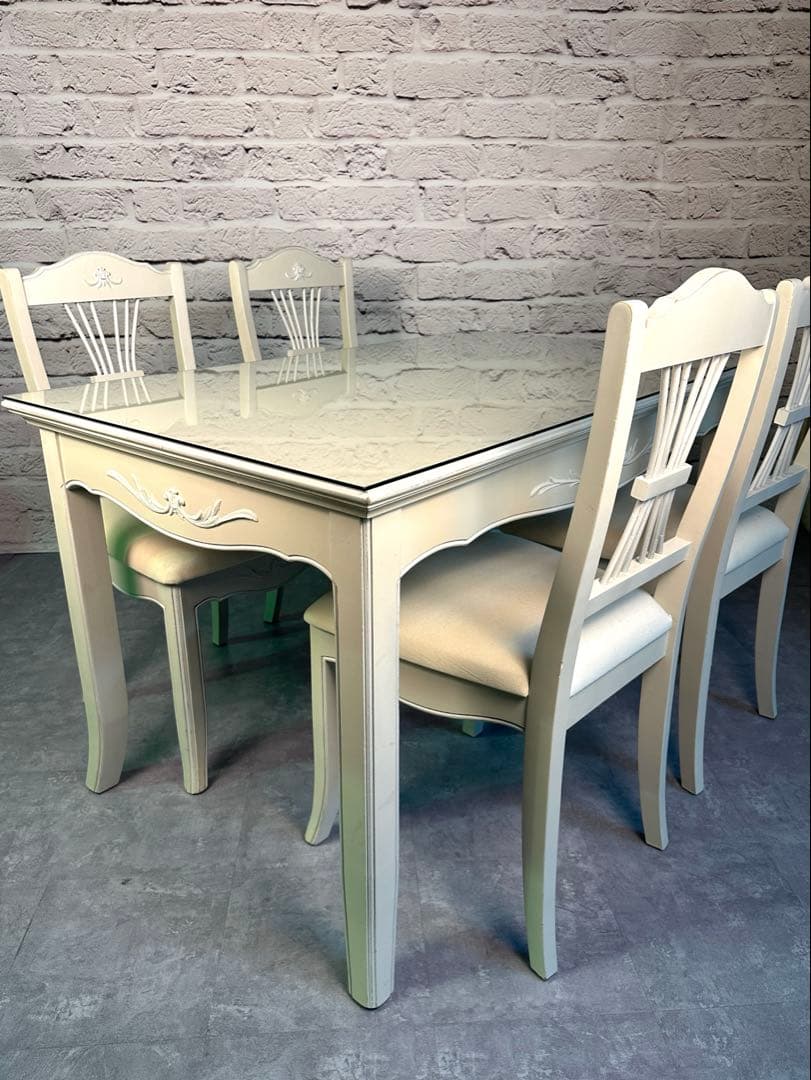 【フランス製】Country Corner ダイニングセット　テーブル＋椅子4脚