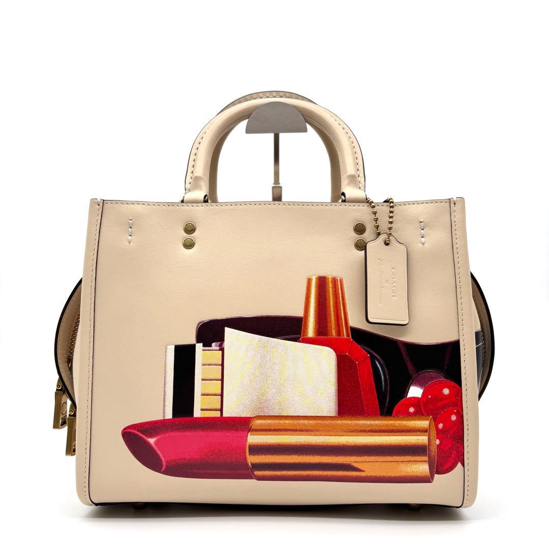 未使用に近い コーチ 2way ローグ トムウェッセルマン リップ柄 バッグ