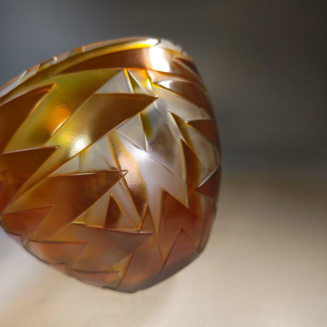 イ951 水指『硝子　ガラス　作家物　鳥文切子　水指　替蓋付』茶道具