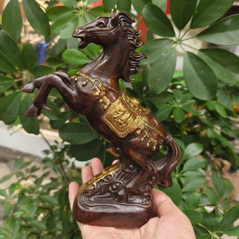 銅制 鎏金即馬発財置件 干支馬 家住宅 応接間 書斎 玄関 置物 装飾品 工芸品