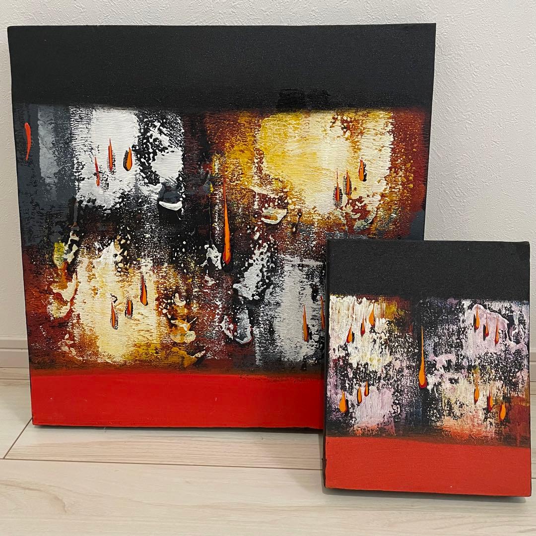 セール　モダンアート　インテリア　抽象画　油絵　アジアン　バリ　2枚