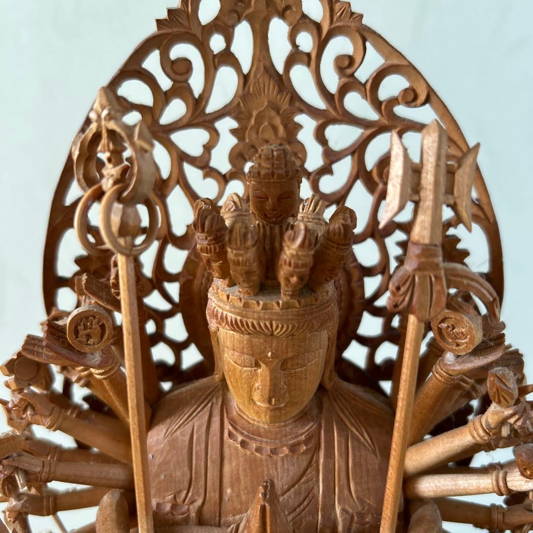 千手観音像　木彫り　仏像　骨董品