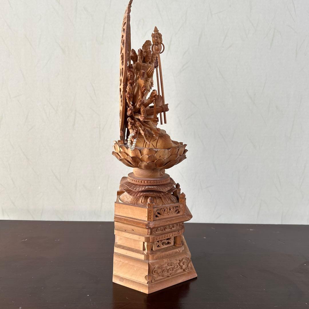 千手観音像　木彫り　仏像　骨董品