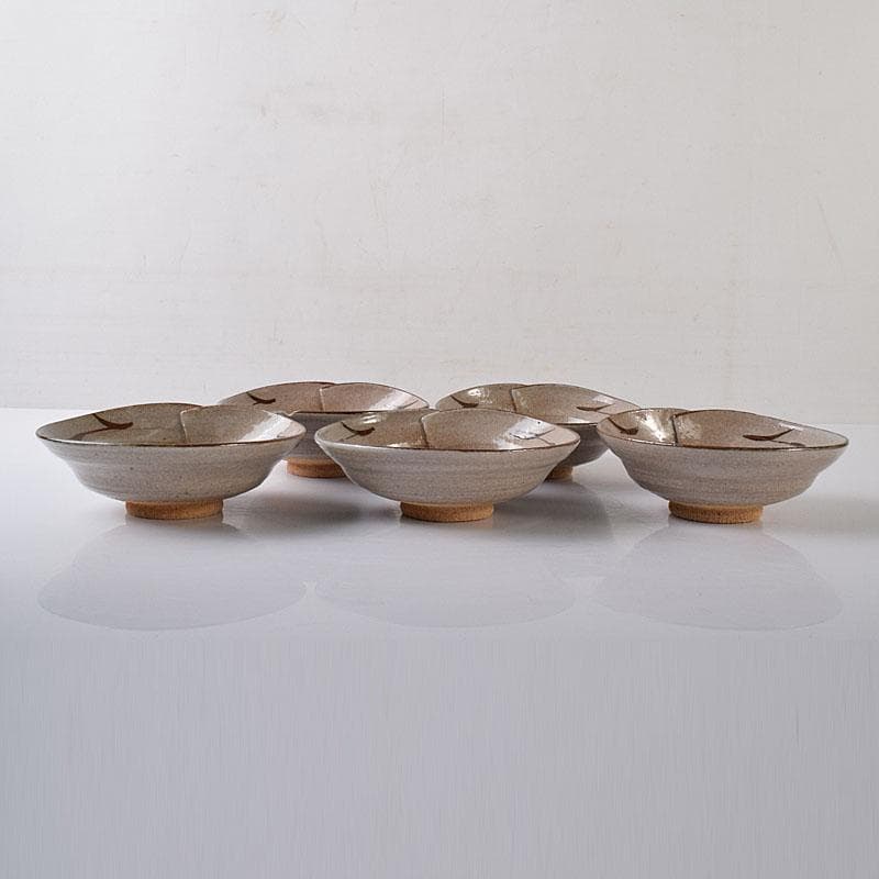 和食器　唐津焼　武村利左衛門作　絵唐津　向付　五客　共箱　V　R8437