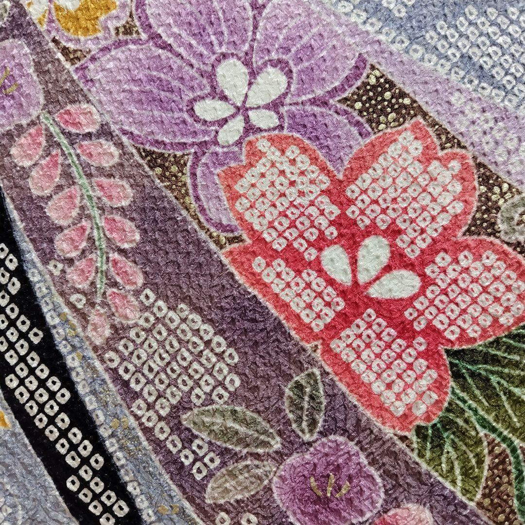 振袖フルセット(8点)・成人式・総絞り・エンボス加工・胴裏正絹・正絹・逸品