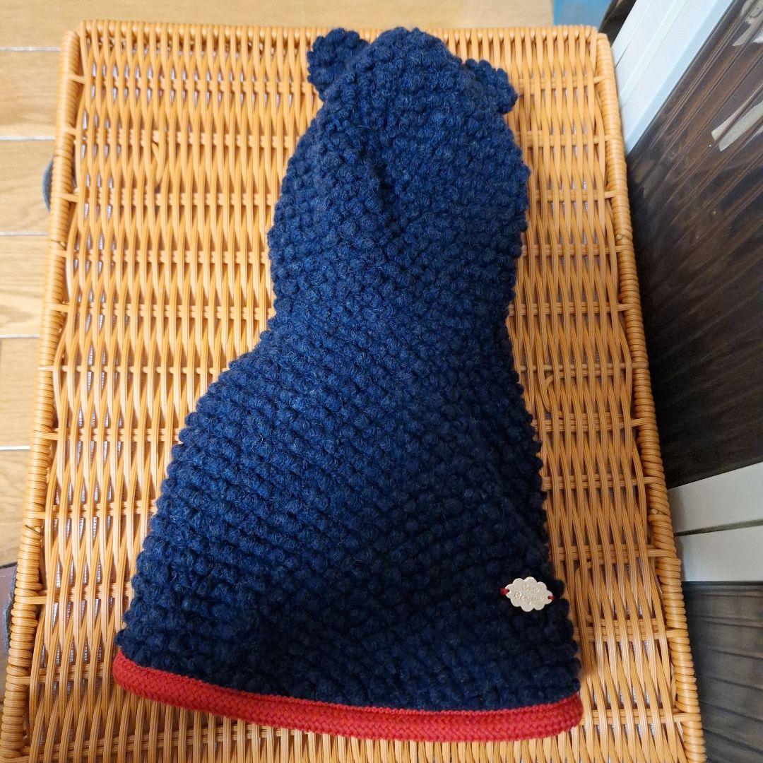 犬服 ネイビーと赤のボタン付き