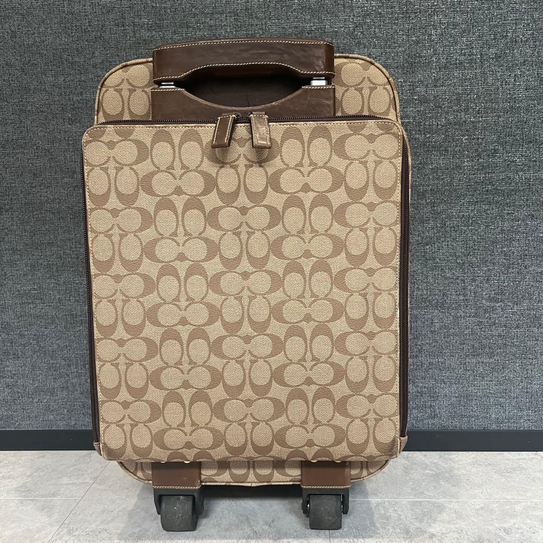 COACH コーチ　キャリーケース　スーツケース　シグネチャー　レザー　ブラウン