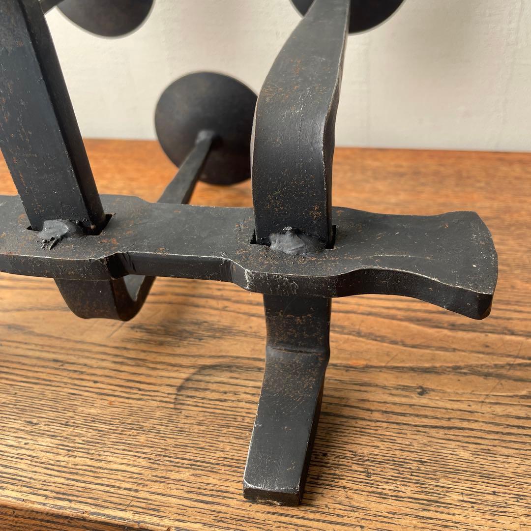 ハンガリー製 アイアン　燭台　ミッドセンチュリー　金工作家　キャンドルホルダー