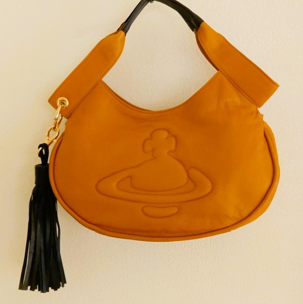 ヴィヴィアンウエストウッド ハンドバッグ フリンジ付き レザー キャメル