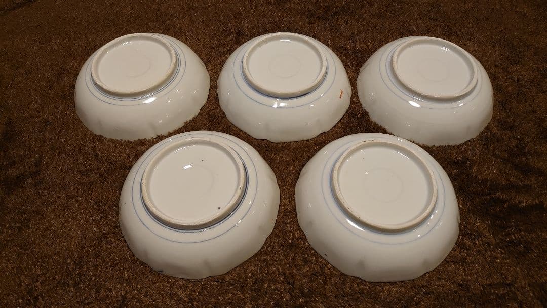 古伊万里　伊万里　なます皿　色絵　山水　５客