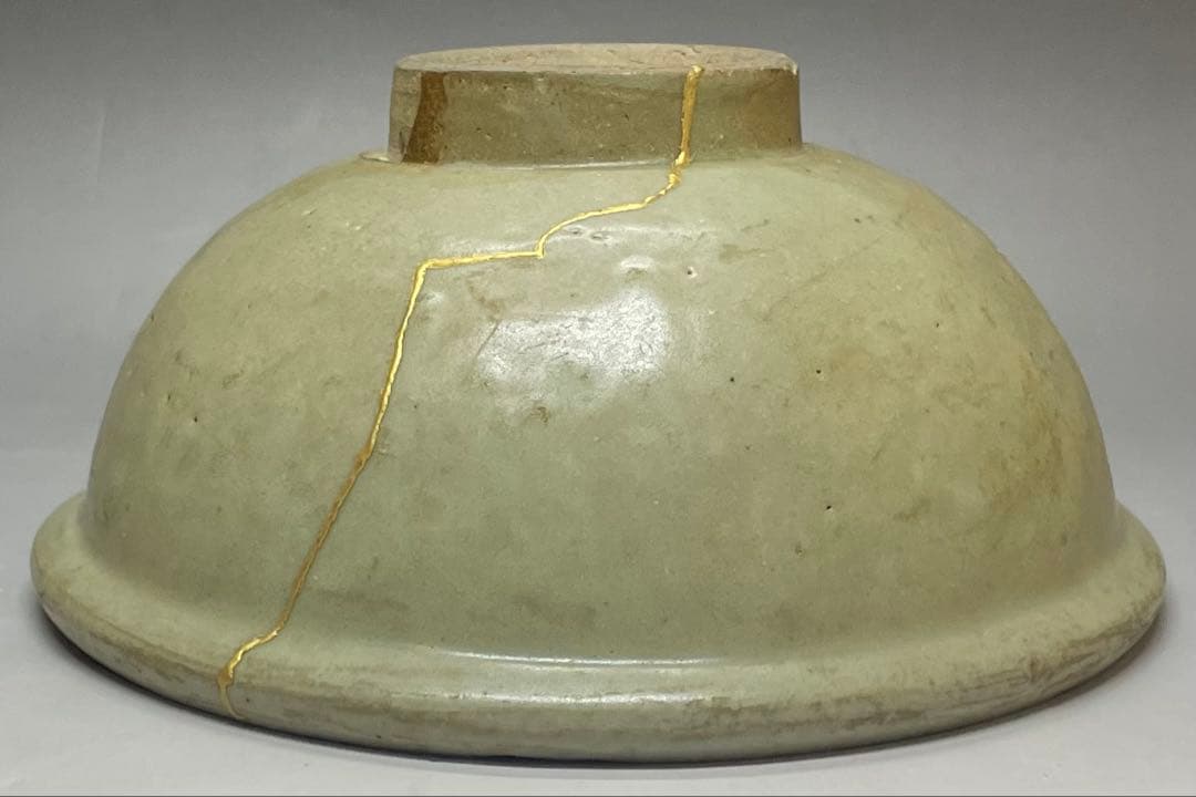 極め　桂又三郎識　花文様茶碗　北宋時代　仕覆　金直し 　d323