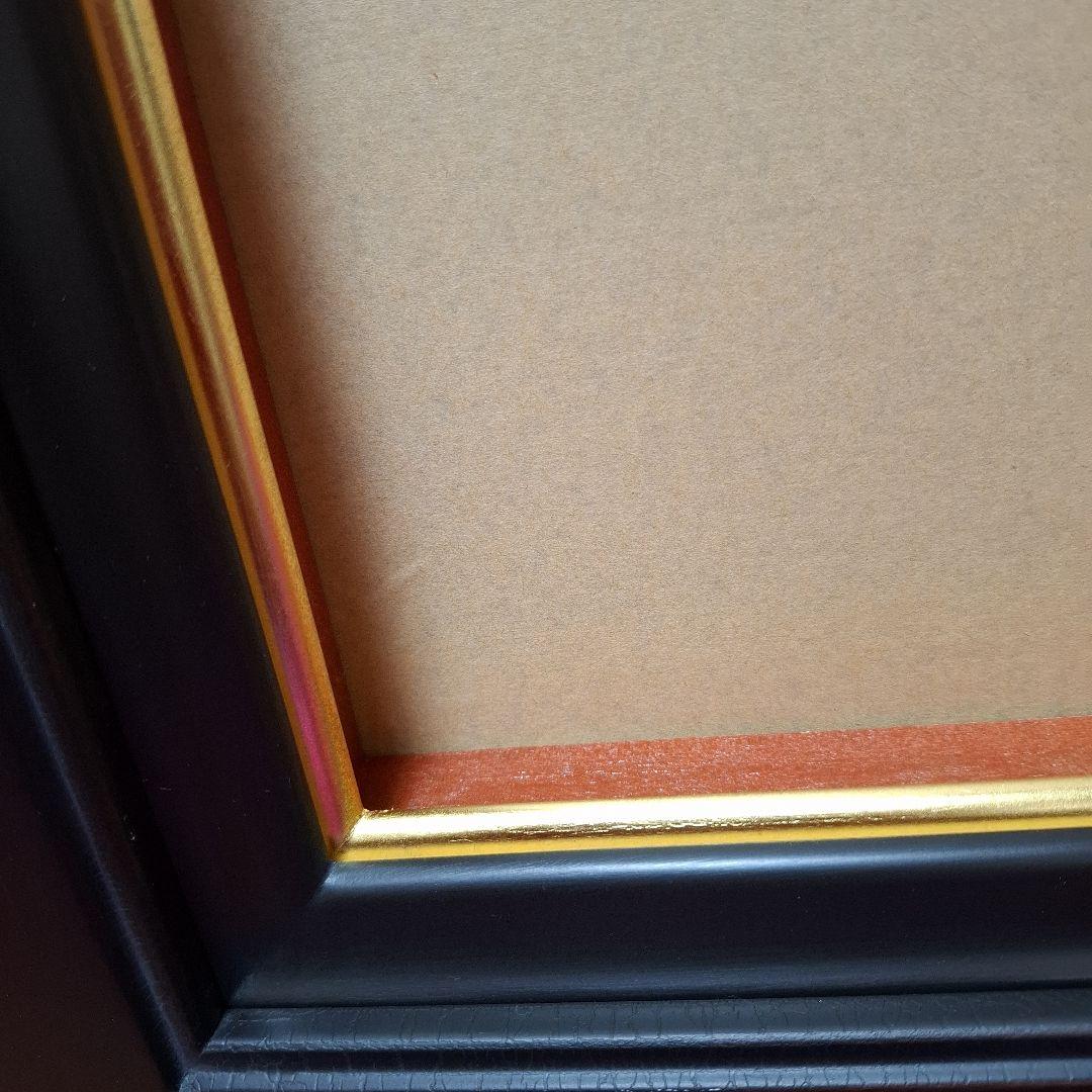 ※カッコイイ※黒っぽい茶色　油彩額縁 クラシックデザインF15　ひび割れ加工