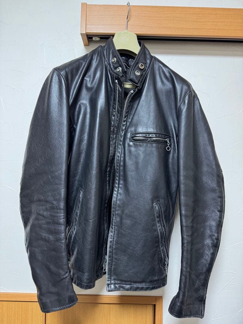 レザーシングルライダースジャケット ブラック
