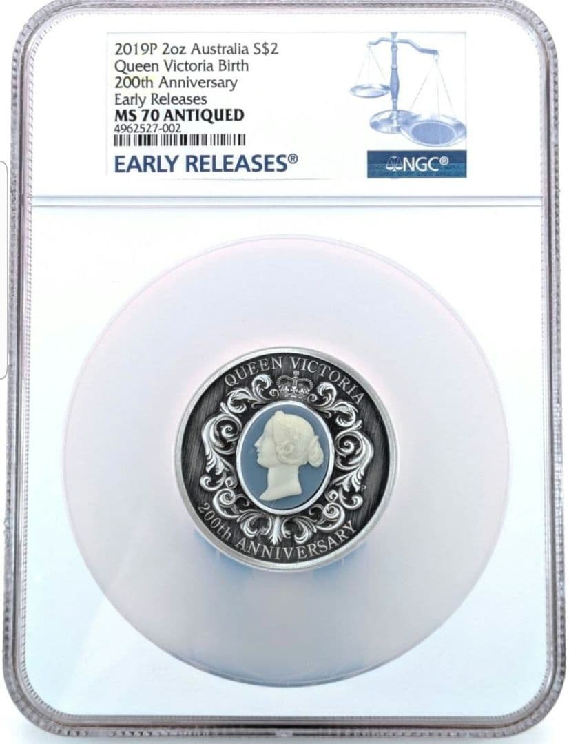 ビクトリア女王 200周年記念 2オンス シルバー アンティークカメオ純銀
