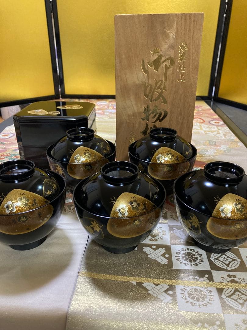 会津塗り　本漆仕上　御吸物椀 乙造作