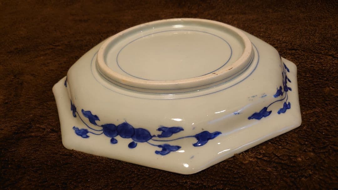 古伊万里　伊万里　染付　八角皿　龍宮城　江戸期　蔵出し　１客