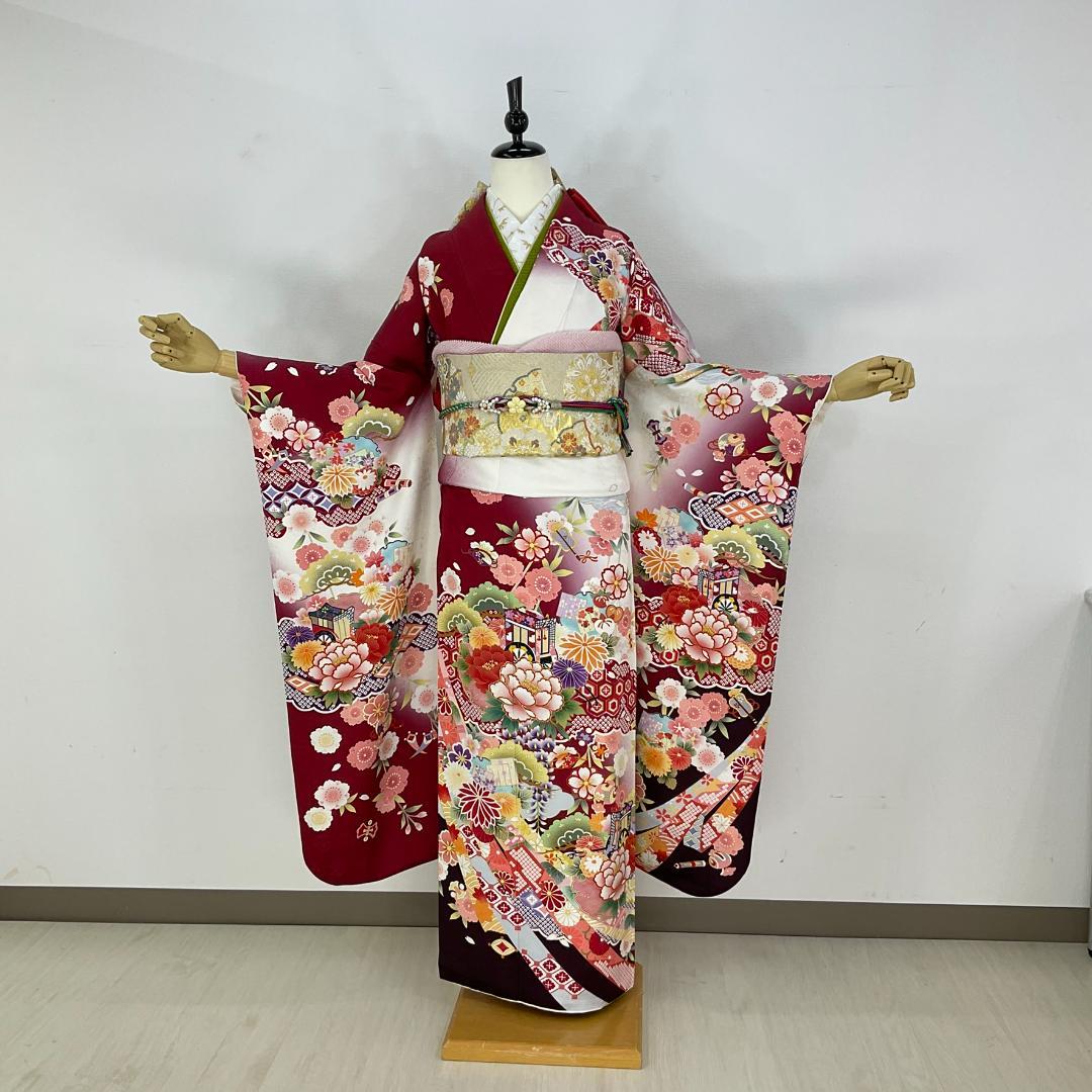 ぴょんぴょん　お振袖フルセット　7点セット　LLサイズ　正絹　美品