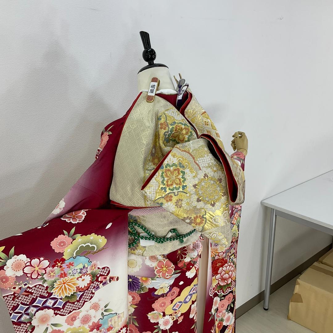 ぴょんぴょん　お振袖フルセット　7点セット　LLサイズ　正絹　美品