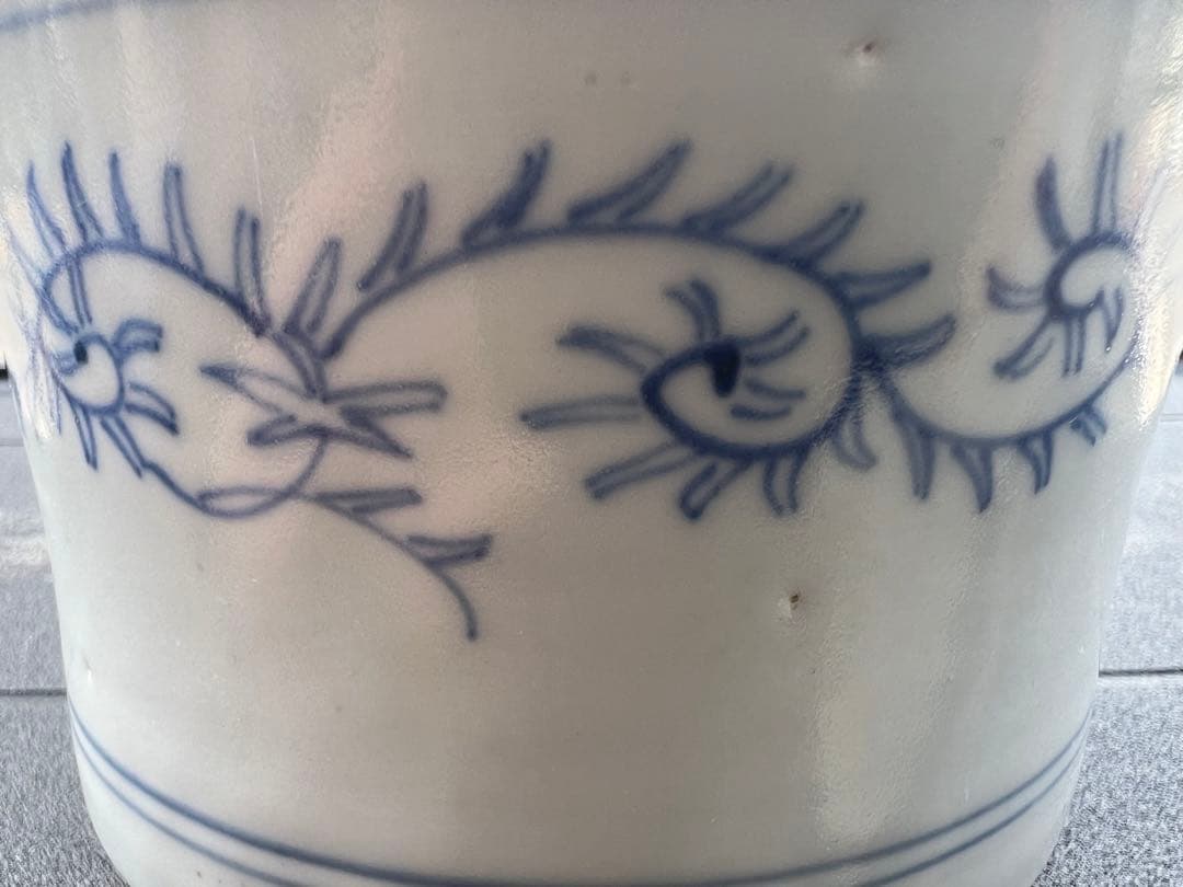 火入れ 染付 唐草紋 火鉢 菊紋 香炉 古伊万里 江戸 明治 古美術 JAPAN