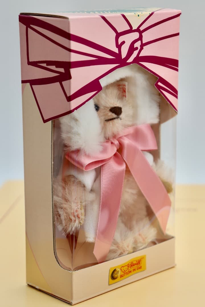 Steiff テディベア クリーム色 ピンクリボン