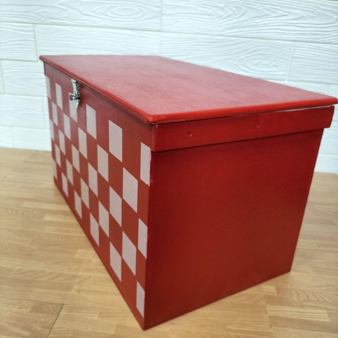 33*《収納BOX》 市松模様 宅配 おもちゃ箱 木箱 りんご箱 インテリア